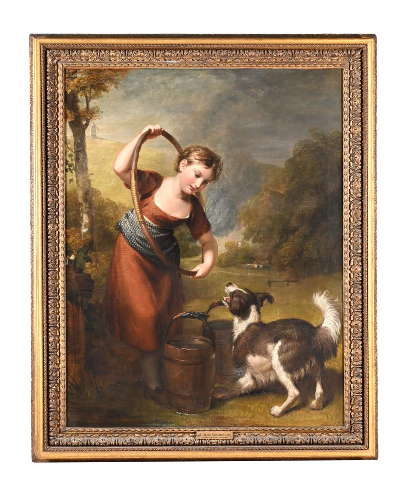 HENRY HOWARD (BRITISH 1769-1847), A GIRL WITH A HOOP AND A DOG - Image 2 of 3