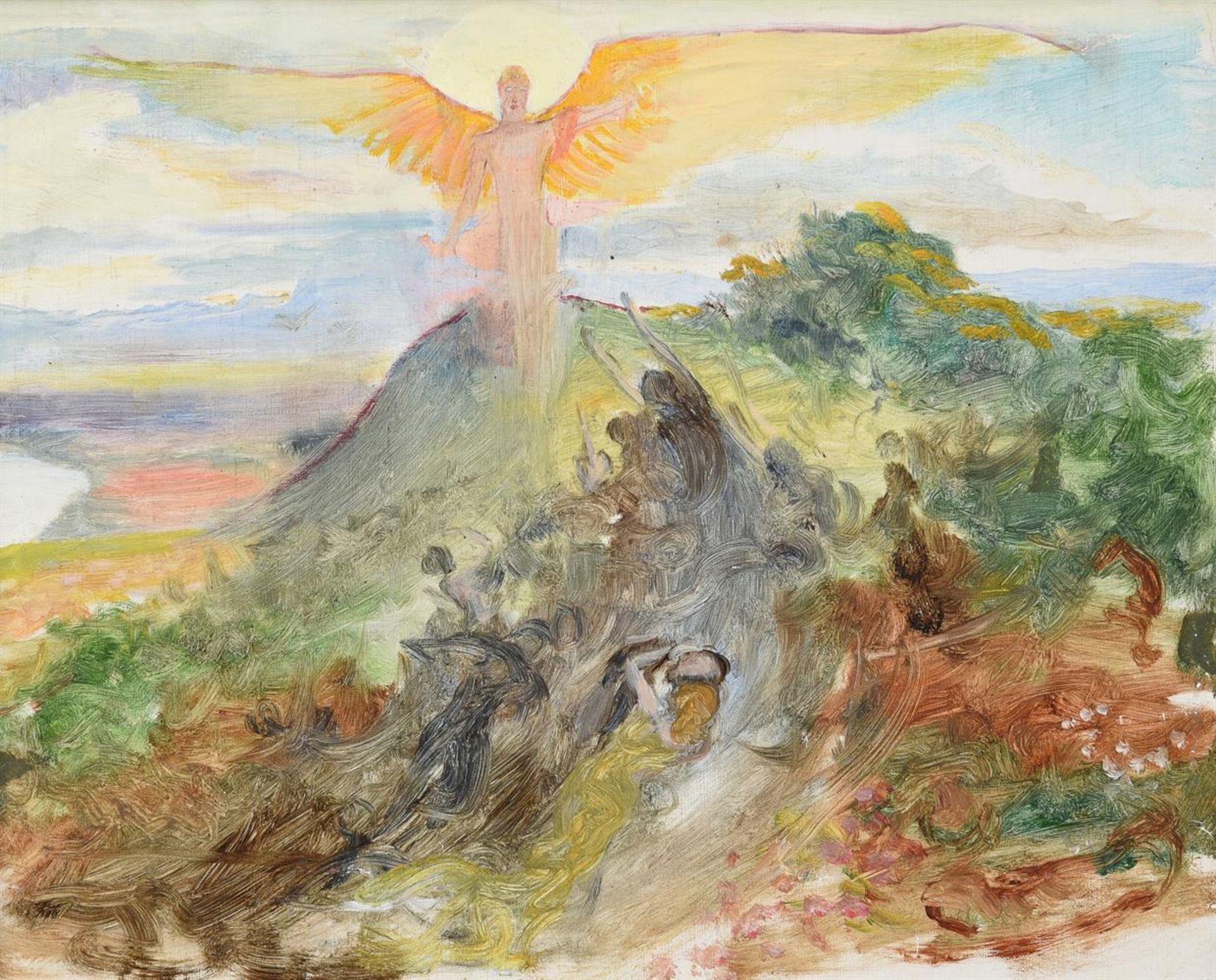 GEORGE ROCHEGROSSE (FRENCH 1859-1938), AN ALLEGORY OF THE ANGEL GABRIEL, A TRIPTYCH (3) - Bild 3 aus 4