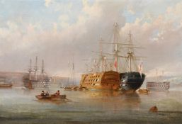 NICHOLAS CONDY THE ELDER (BRITISH 1793-1857), SHIPS LYING IN THE TAMAR RIVER