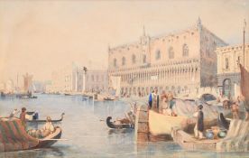 ATTRIBUTED TO EDWARD PRITCHETT (BRITISH 1808-1894), THE DOGE'S PALACE AND THE RIALTO