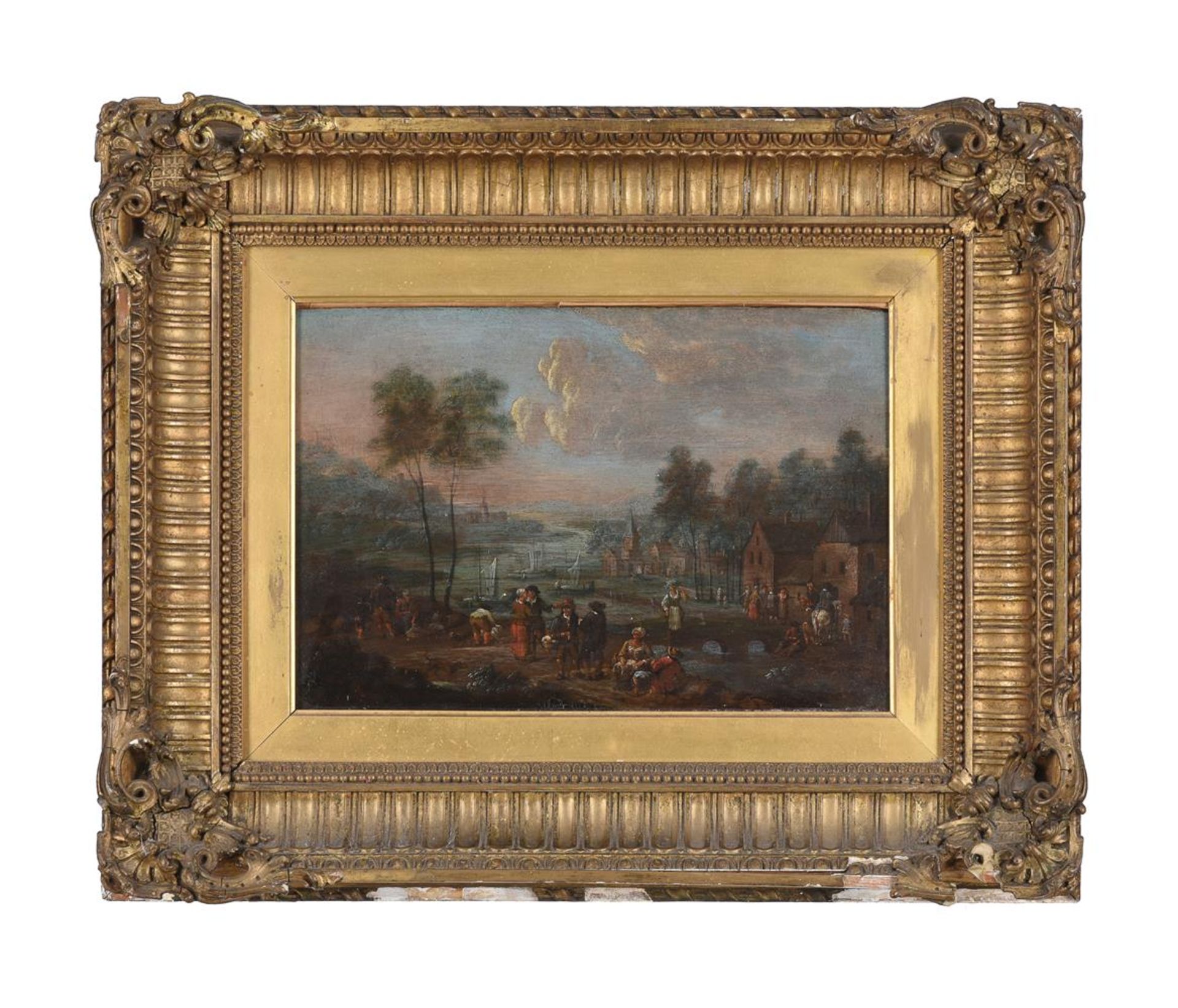 FLEMISH SCHOOL (18TH CENTURY), VILLAGE LANDSCAPE ON THE BANKS OF A RIVER - Bild 2 aus 3