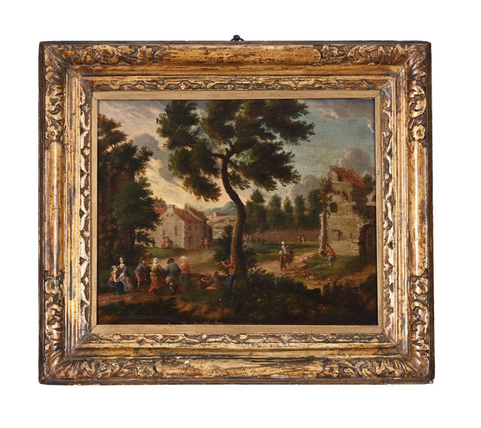 FLEMISH SCHOOL (18TH CENTURY), VILLAGERS IN A LANDSCAPE - Image 2 of 3