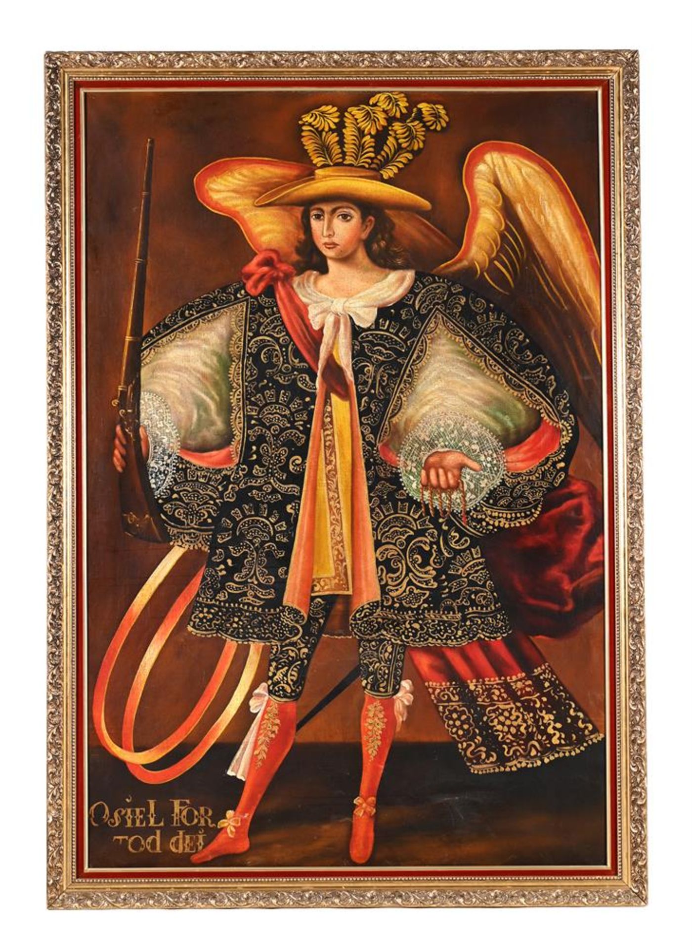 SPANISH COLONIAL SCHOOL (20TH CENTURY), ARCHANGEL ASIEL WITH AN ARQUEBUS - Image 2 of 3