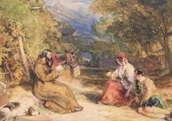 JOHN FREDERICK LEWIS (BRITISH 1805-1876), RECEIVING A BLESSING ON A MOUNTAIN TRACK