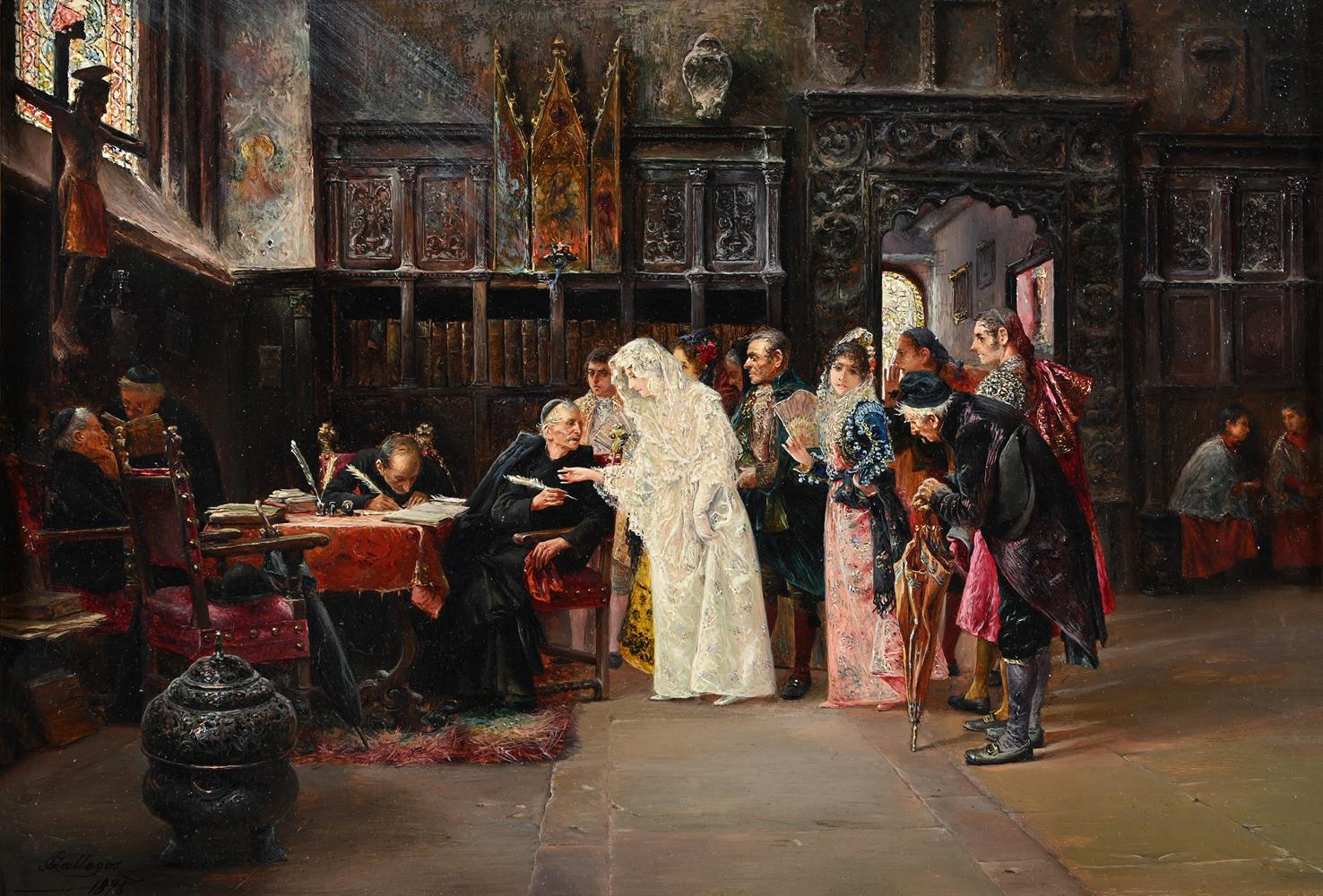 JOSÉ GALLEGOS Y ARNOSA (SPANISH 1859-1917), A SPANISH WEDDING