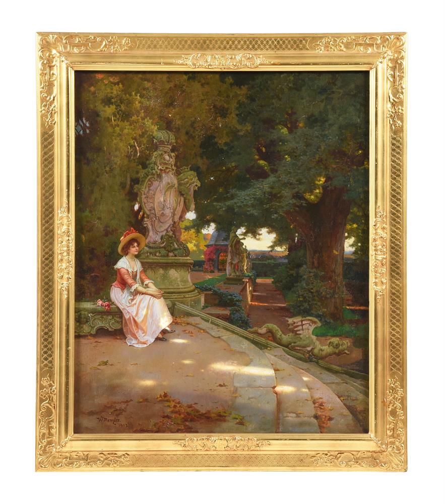 WILHELM MENZLER (GERMAN 1846-1926), WOMAN SEATED IN A GARDEN - Image 2 of 5