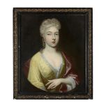 ENGLISH SCHOOL (EARLY 18TH CENTURY), PORTRAIT OF A LADY WEARING A YELLOW SILK DRESS