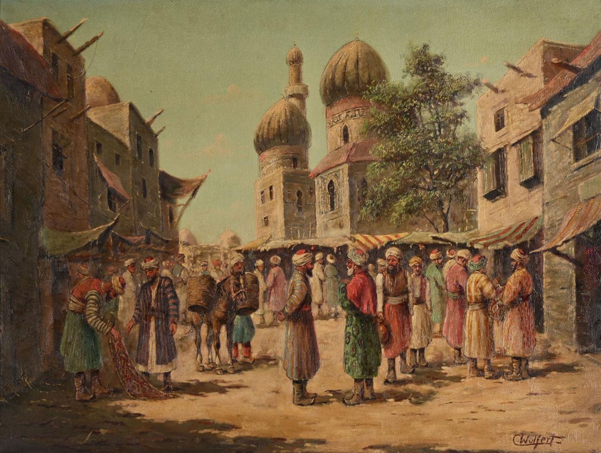 CHARLES WOLFERT (LATE 19TH/EARLY 20TH CENTURY), AT THE BAZAAR - Image 2 of 3