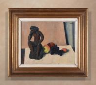 H. MÜLLER (20TH CENTURY), STILL LIFE WITH FRUIT AND A STATUE