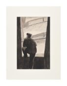λ RICHARD CARLINE (BRITISH 1896-1980), SKIPPER STANDING IN DOORWAY OF THE CABIN
