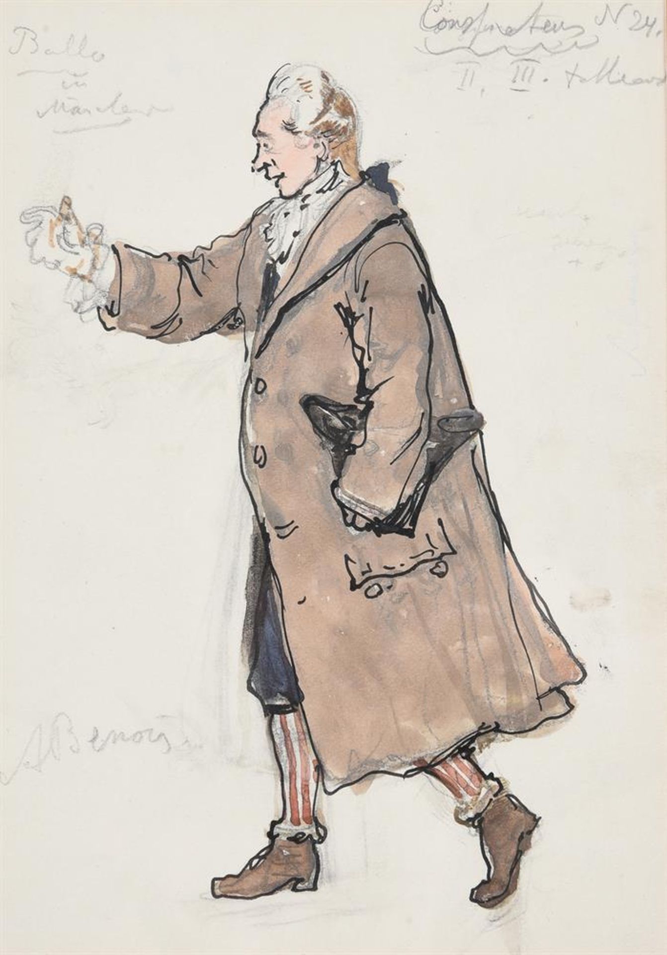 λ ALEXANDRE BENOIS (RUSSIAN 1870-1960), COSTUME DESIGN FOR BALLO IN MASCHERA - Image 2 of 2