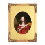 GEORGE GROSVENOR BULLOCK (BRITISH FL. 1827-1859), PORTRAIT OF A LADY IN A RED DRESS