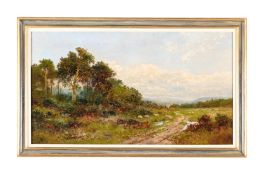 DANIEL SHERRIN (ENGLISH 1868-1940), WOODED LANDSCAPE WITH SHEEP