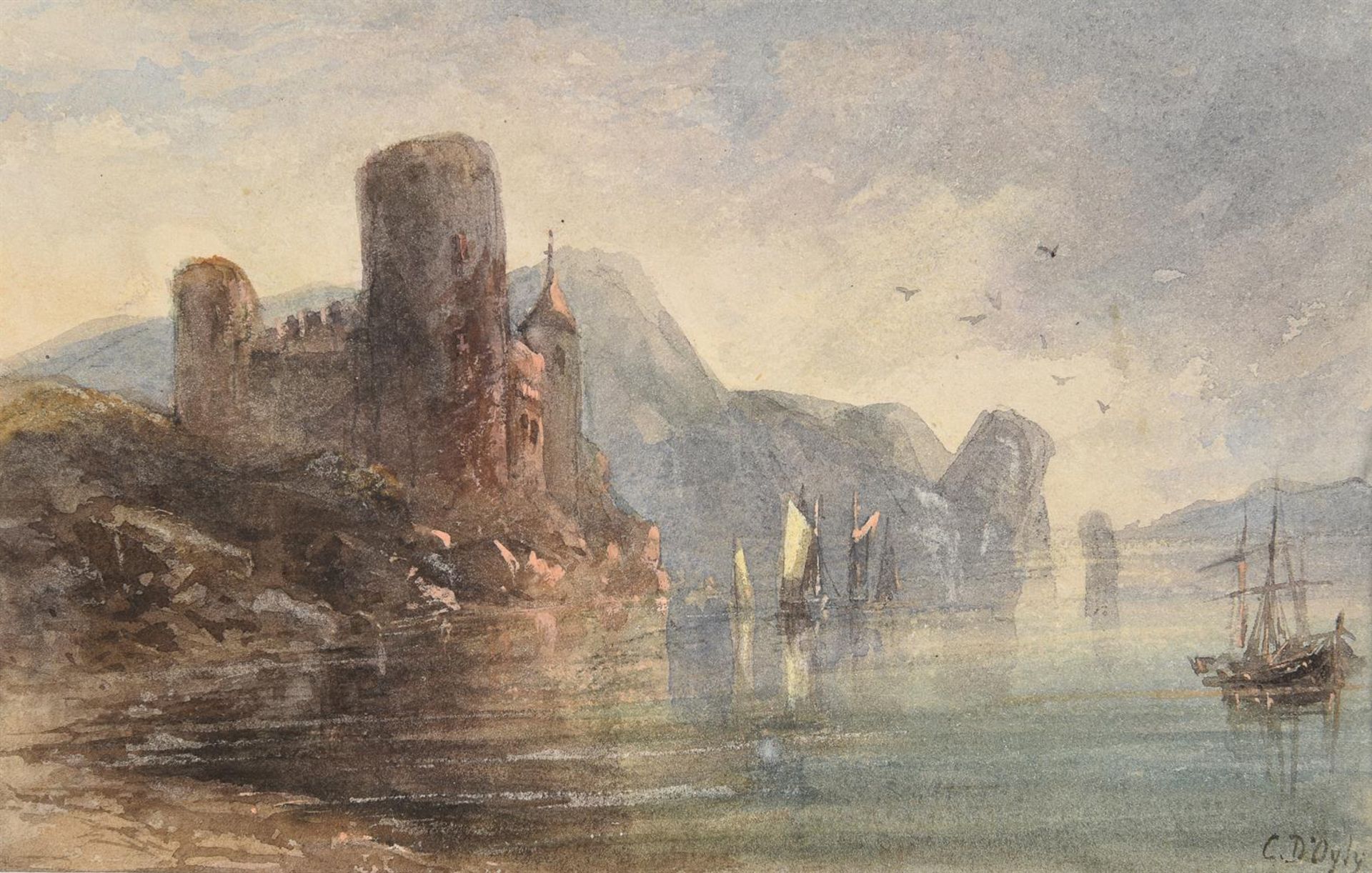 SIR CHARLES D'OYLY (ENGLISH 1781-1845), LOW TIDE, FLINT CASTLE; DARTMOUTH CASTLE (2) - Image 2 of 3