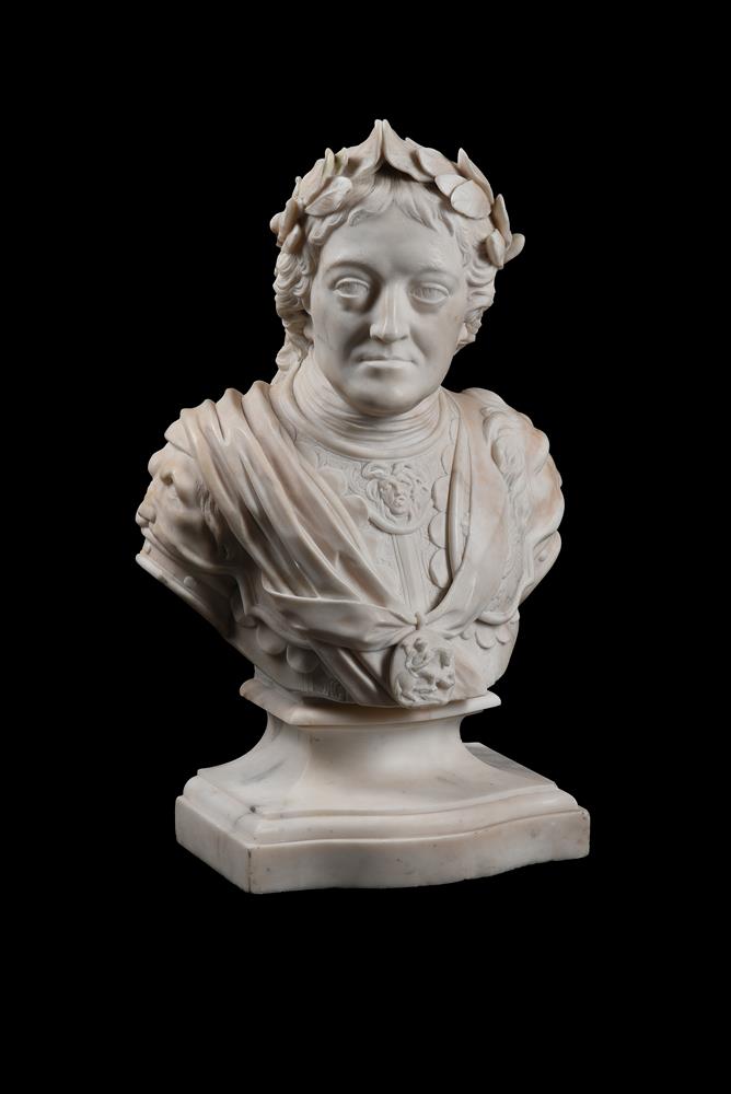 AFTER MICHAEL RYSBRACK (1693-1770) A CARVED MARBLE BUST OF KING GEORGE II (1638-1760) - Image 5 of 6