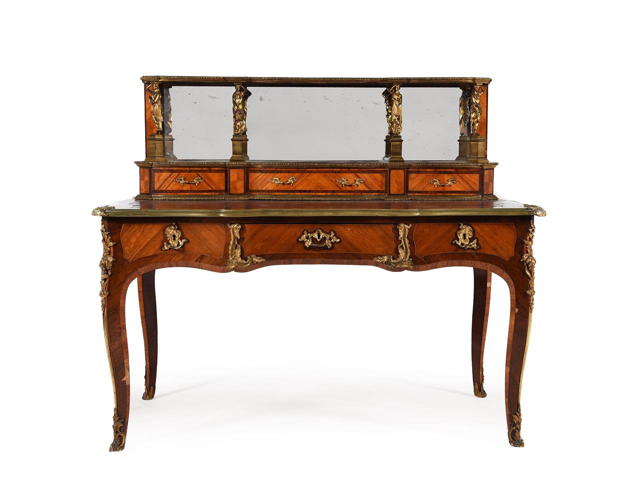 Y A VICTORIAN KINGWOOD, ROSEWOOD AND GILT METAL MOUNTED BUREAU PLAT, SECOND HALF 19TH CENTURY