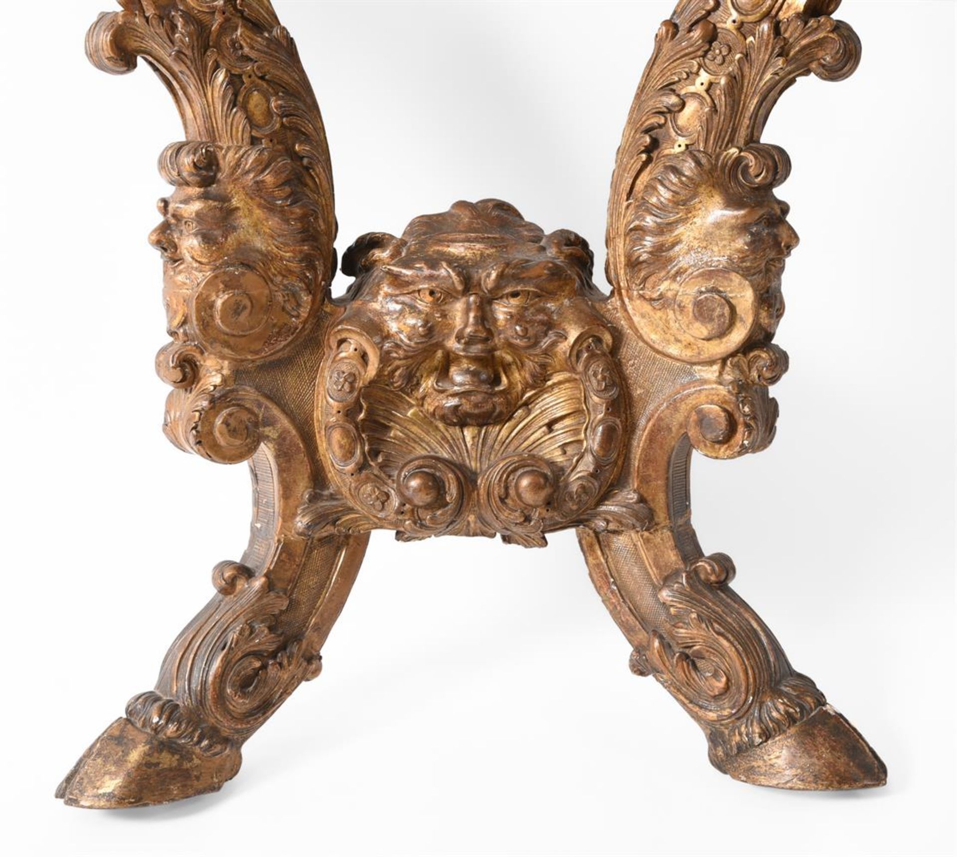 A CARVED GILTWOOD AND GESSO CONSOLE TABLE, STAMPED H. NELSON, PROBABLY 19TH CENTURY - Image 6 of 10