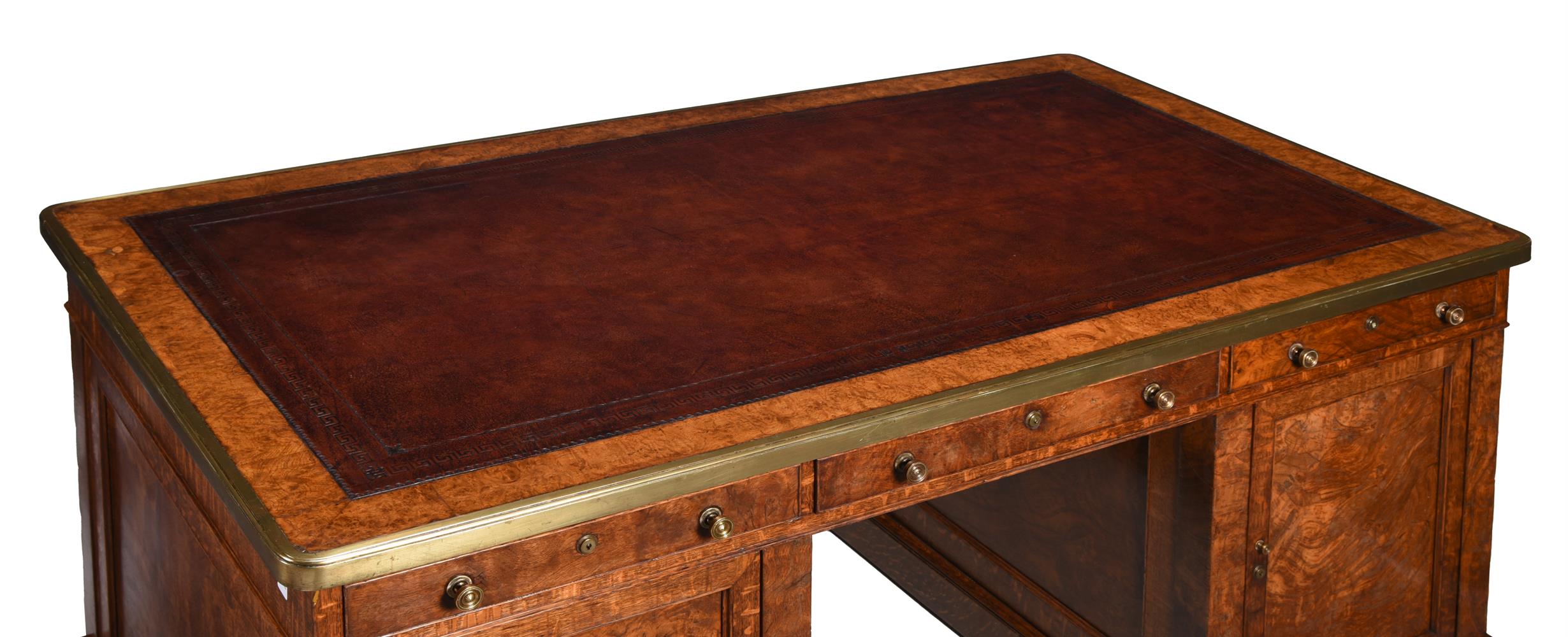 A GEORGE IV OAK AND POLLARD OAK PEDESTAL PARTNER'S DESK, CIRCA 1825 - Image 2 of 10