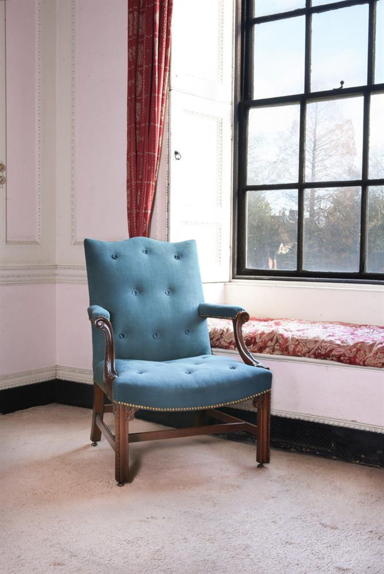 A PAIR OF MAHOGANY AND UPHOLSTERED ARMCHAIRS, ONE ARMCHAIR, GEORGE III, CIRCA 1760, THE OTHER LATER - Image 2 of 7