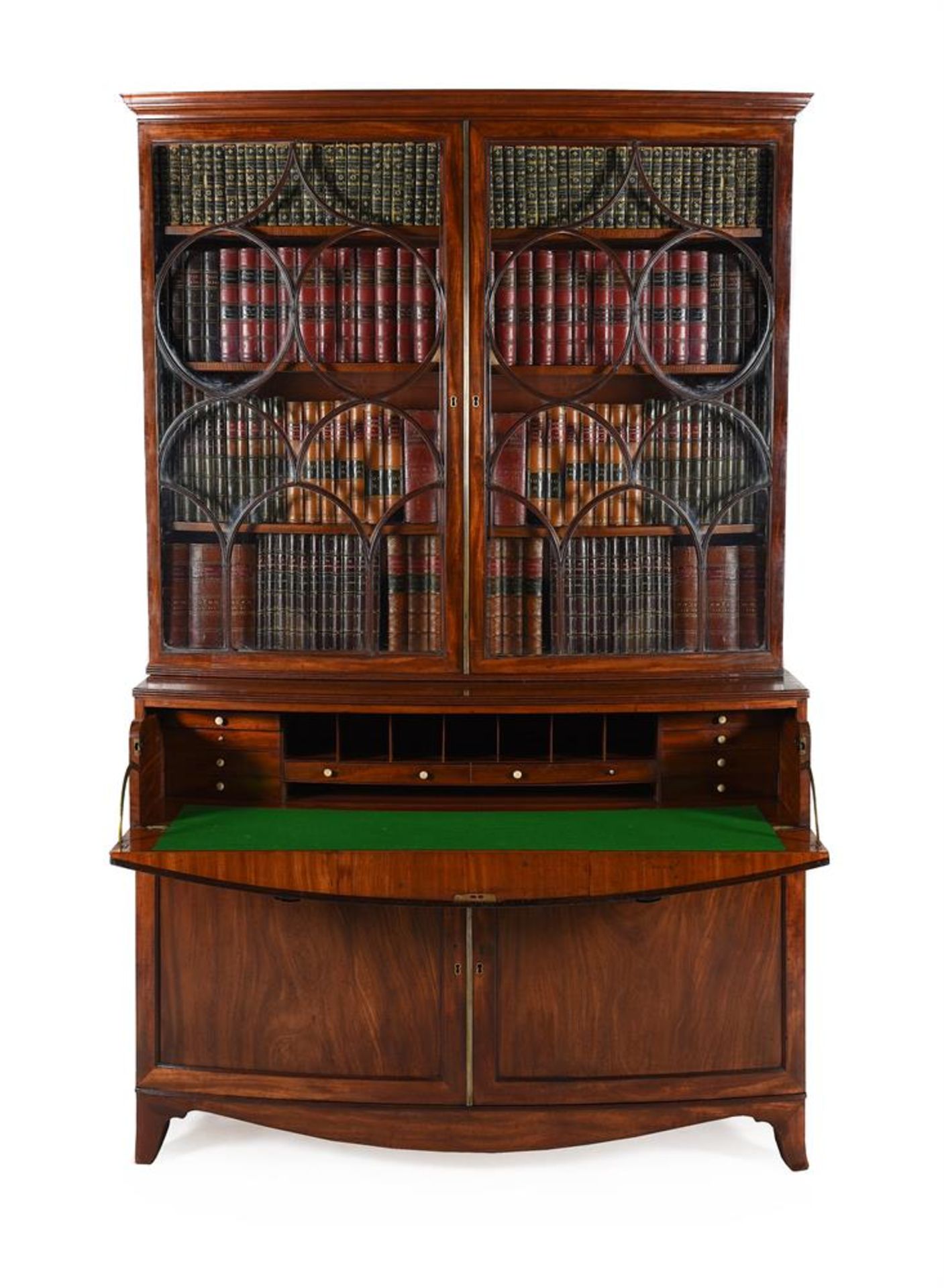 Y A REGENCY MAHOGANY BOWFRONT SECRETAIRE BOOKCASE, IN THE MANNER OF GILLOWS, CIRCA 1820 - Image 2 of 6