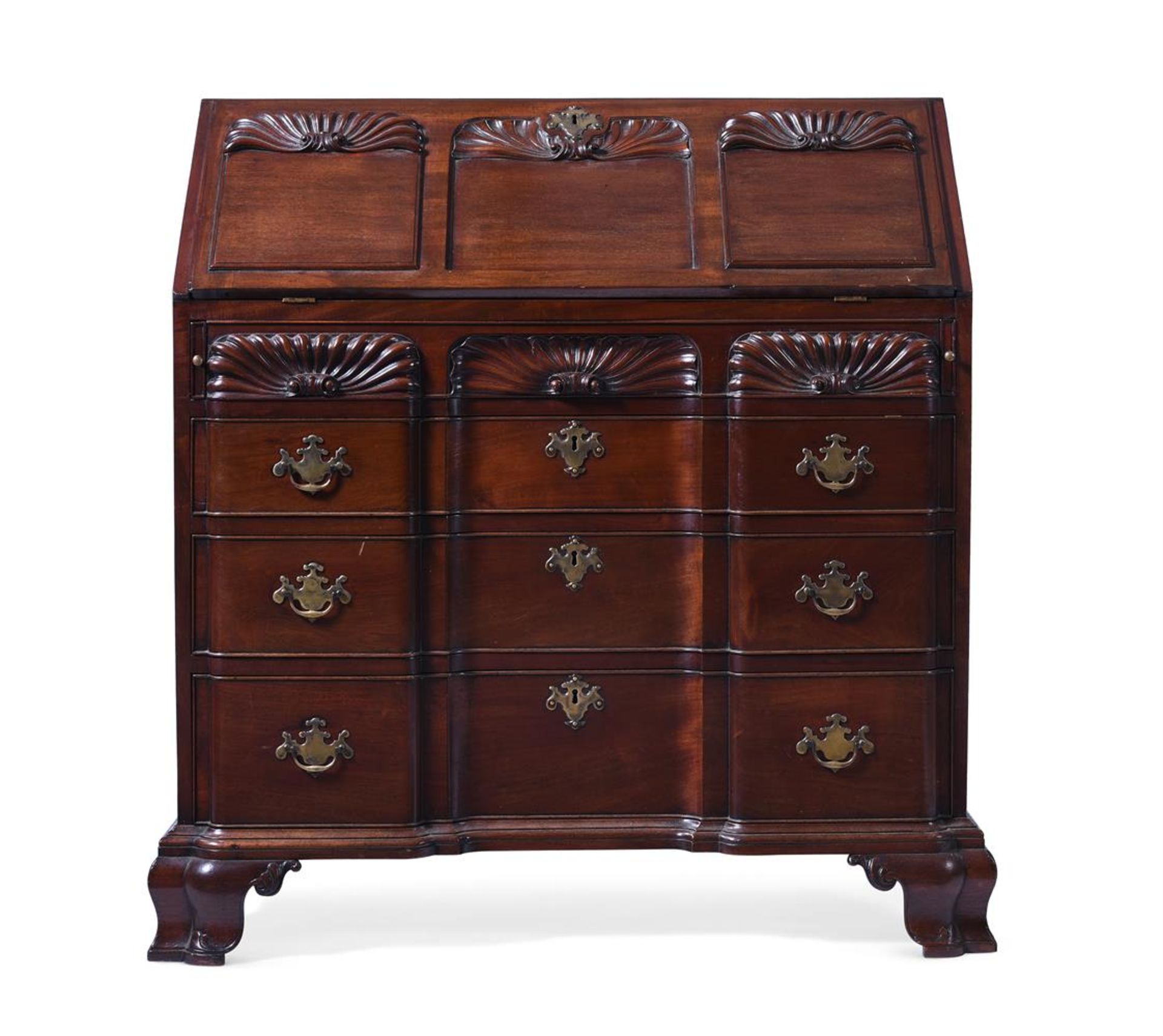 AN AMERICAN RED WALNUT BUREAUIN 18TH CENTURY STYLE