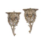 A PAIR OF GEORGE II GILTWOOD WALL BRACKETS, CIRCA 1755-1765