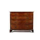 A GEORGE III MAHOGANY BOWFRONT CHEST OF DRAWERS, CIRCA 1800