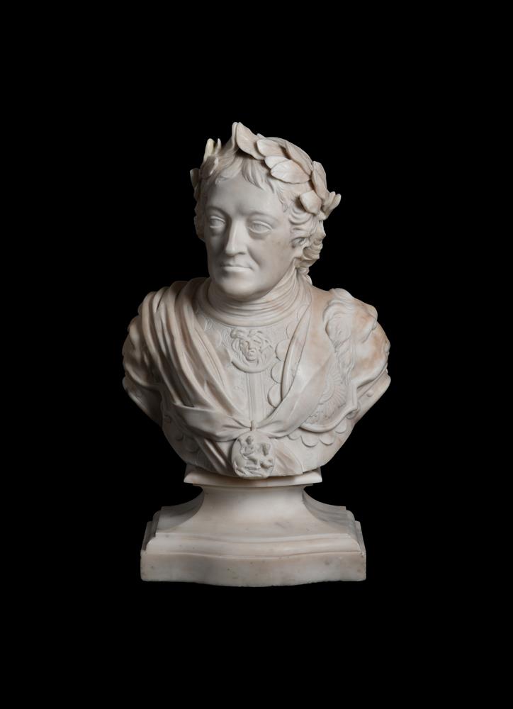 AFTER MICHAEL RYSBRACK (1693-1770) A CARVED MARBLE BUST OF KING GEORGE II (1638-1760) - Image 6 of 6