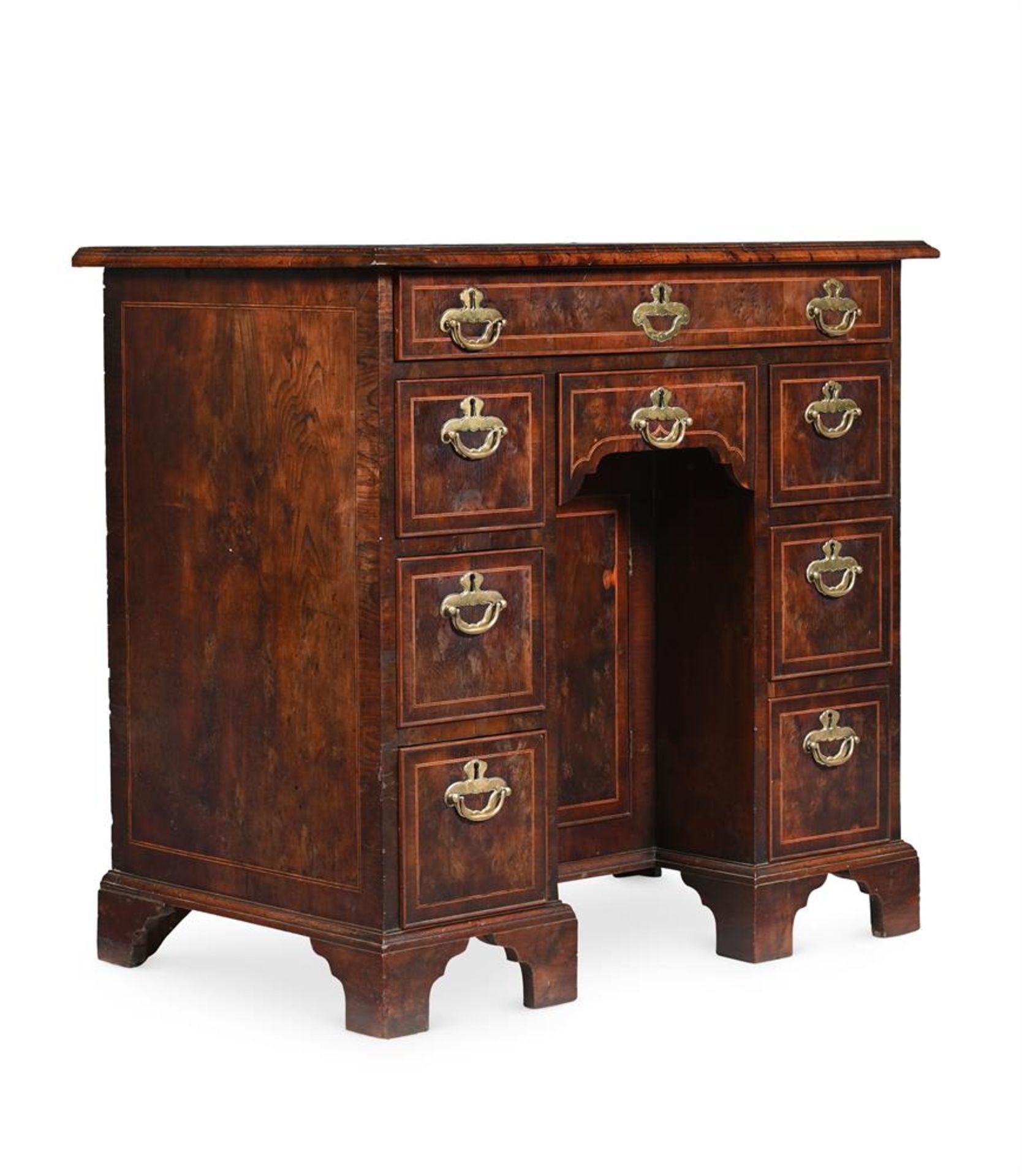 A GEORGE II BURR YEW AND LINE INLAID KNEEHOLE DESK, CIRCA 1740 - Image 2 of 4