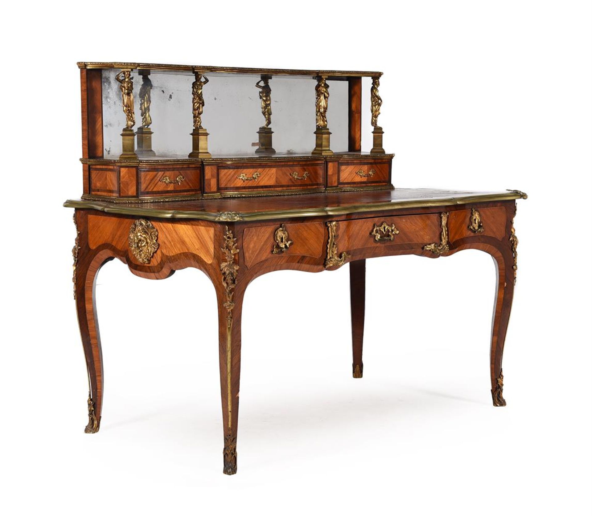 Y A VICTORIAN KINGWOOD, ROSEWOOD AND GILT METAL MOUNTED BUREAU PLAT, SECOND HALF 19TH CENTURY - Bild 2 aus 12