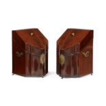 A PAIR OF GEORGE III MAHOGANY SERPENTINE FRONTED KNIFE BOXES, CIRCA 1775