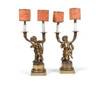 A PAIR OF FRENCH ORMOLU TWO LIGHT CANDELABRA, LATE 19TH CENTURY