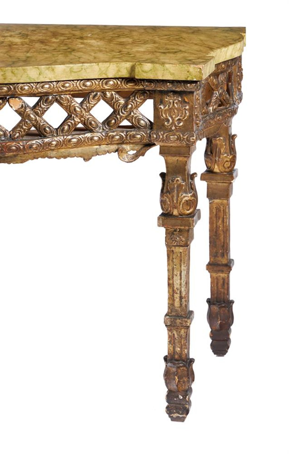 A CARVED GILTWOOD CONSOLE TABLE IN LOUIS XVI STYLE - Image 3 of 4
