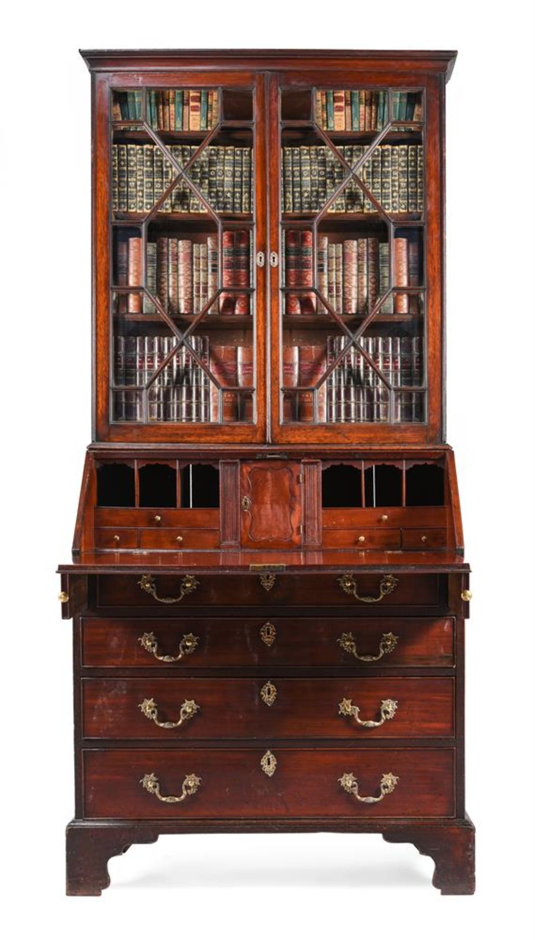 A GEORGE II MAHOGANY BUREAU BOOKCASE, BY JOHN FRANKLIN, CIRCA 1750 - Bild 2 aus 7