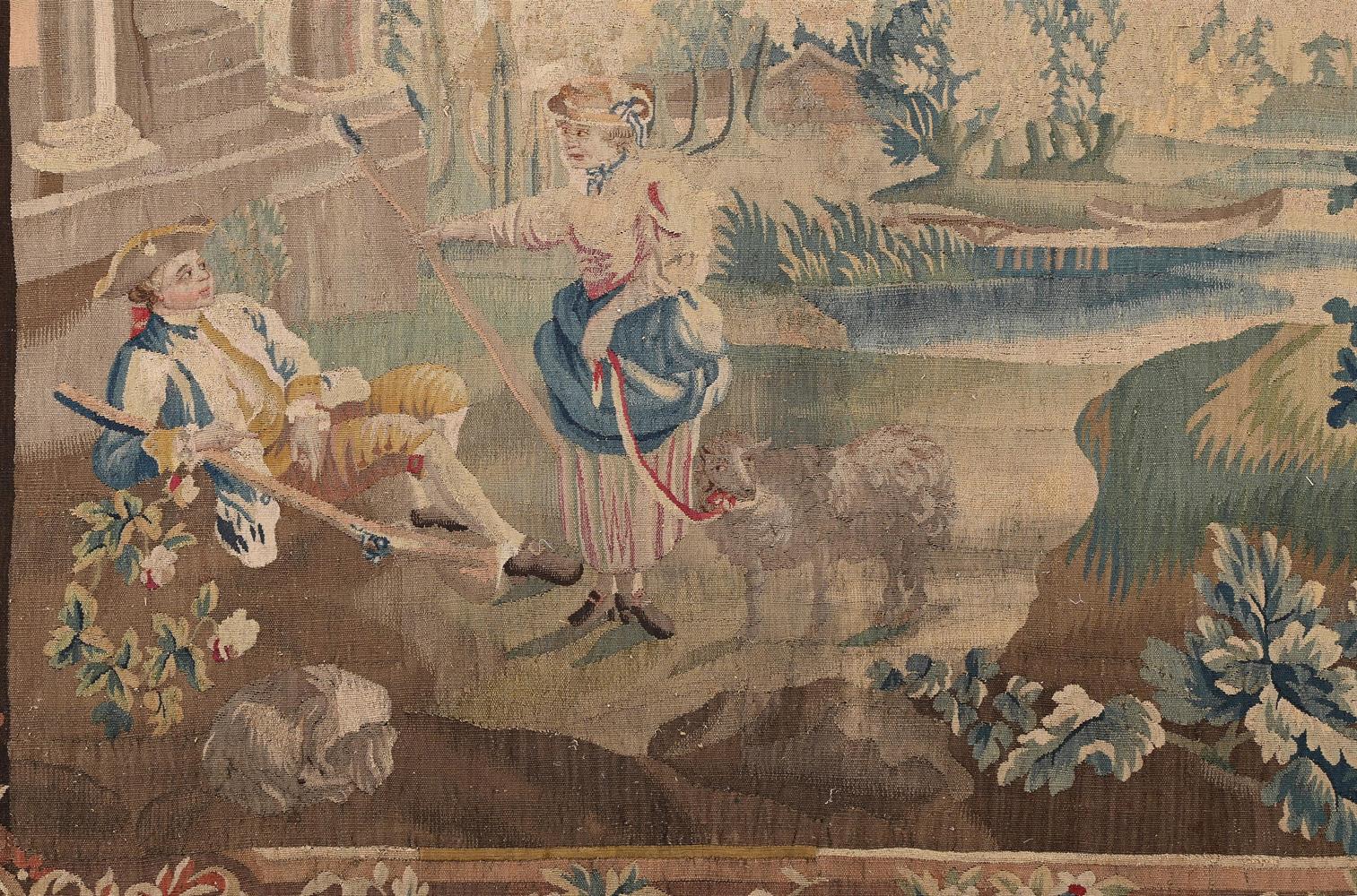 A LOUIS XV AUBUSSON PASTORAL TAPESTRY, THIRD QUARTER 18TH CENTURY - Image 2 of 3