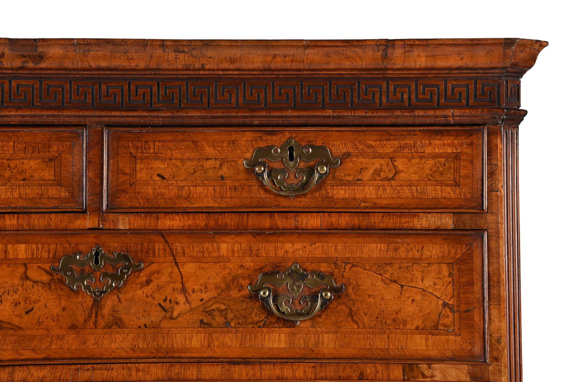 A FINE GEORGE II BURR WALNUT SECRETAIRE CHEST ON CHESTIN THE MANNER OF GILES GRENDEY - Image 3 of 7