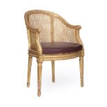 A LOUIS XVI CARVED GILTWOOD FAUTEUIL DE BUREAU OR ARMCHAIR, ATTRIBUTED TO NICOLAS-LOUIS MARIETTE