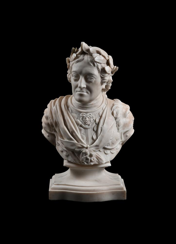 AFTER MICHAEL RYSBRACK (1693-1770) A CARVED MARBLE BUST OF KING GEORGE II (1638-1760) - Image 2 of 6