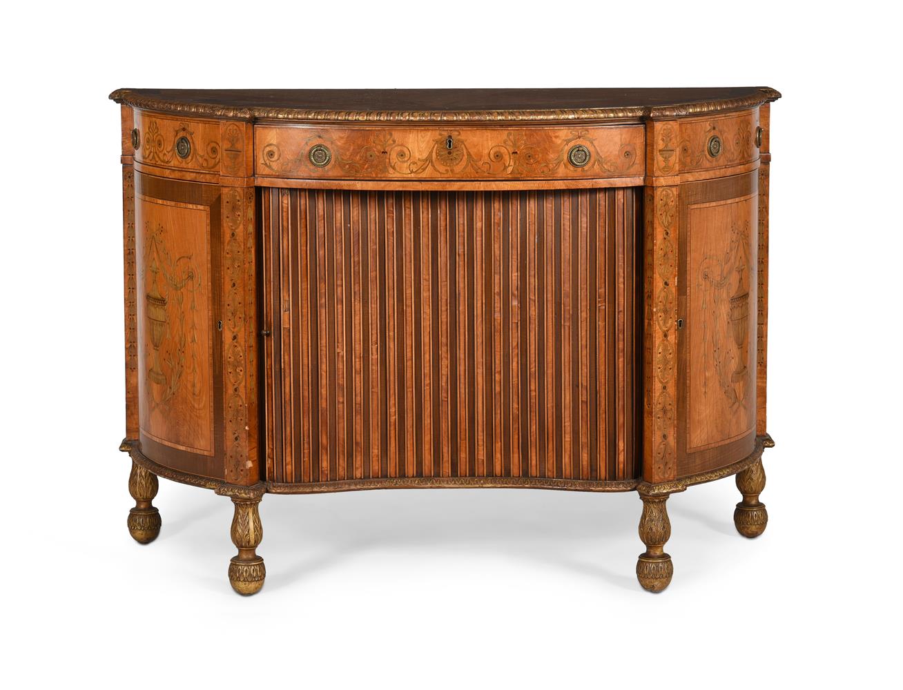 Y A SATINWOOD, NEOCLASSICAL MARQUETRY AND PARCEL GILT COMMODE OR SIDE CABINET, 19TH CENTURY