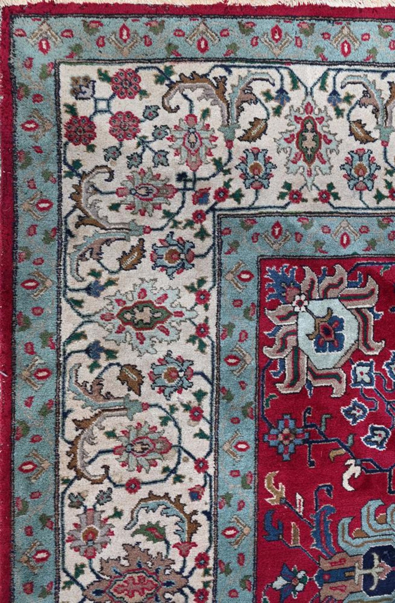 A TABRIZ CARPET, SIGNED BY MASTER WEAVER JAVAN AMIR KHIZ, approximately 400 x 282cm - Image 3 of 3