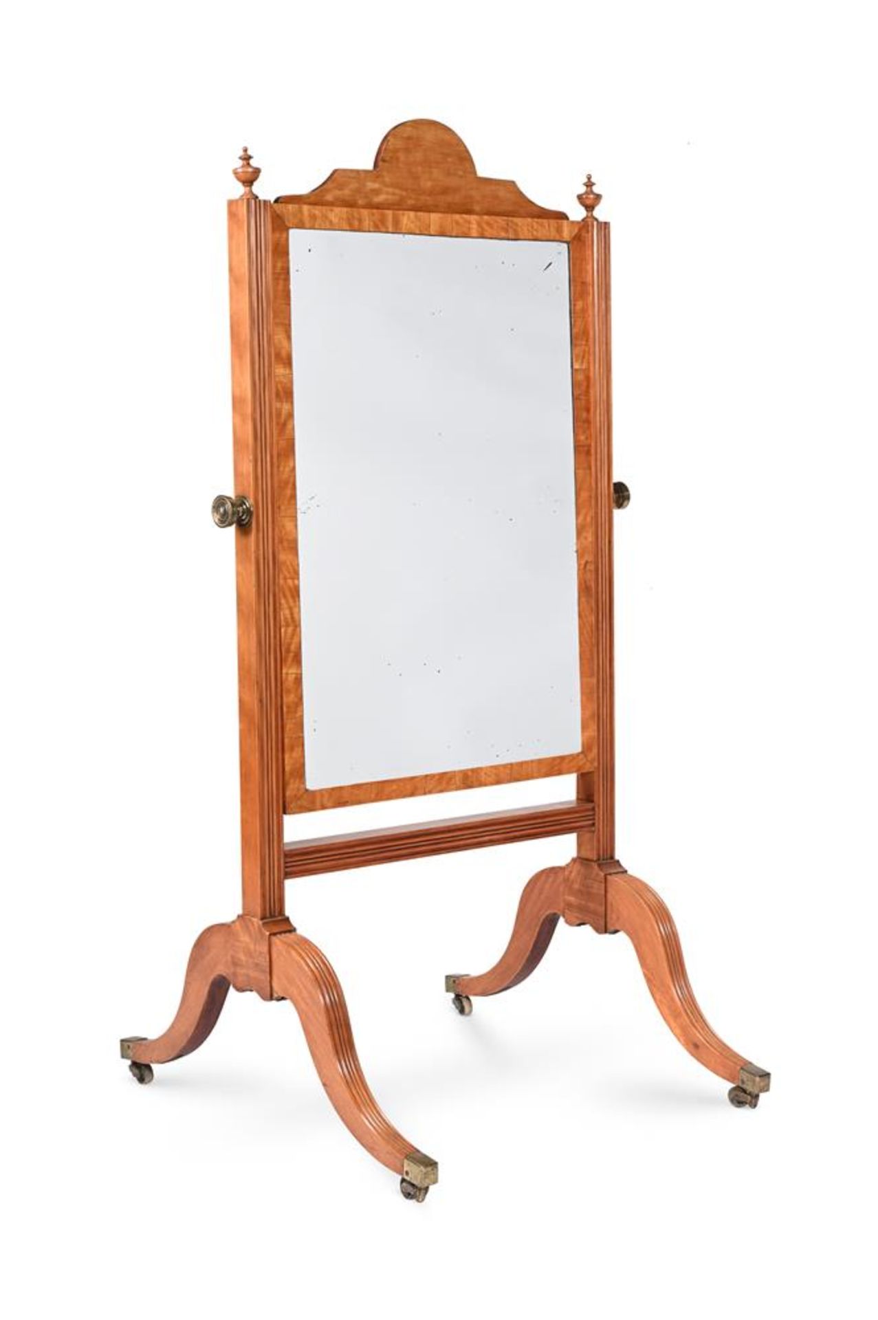 Y A REGENCY SATINWOOD CHEVAL MIRROR, CIRCA 1815