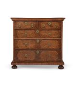 A WALNUT, BURR WALNUT AND BURR YEW CHEST OF DRAWERS, EARLY 18TH CENTURY AND LATER