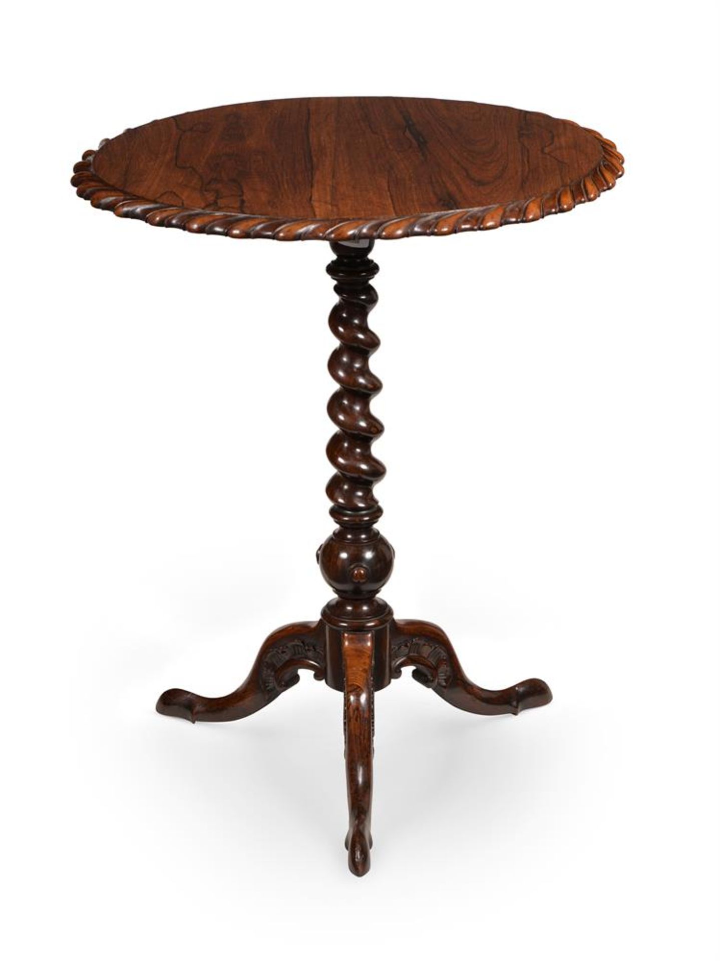 Y AN EARLY VICTORIAN ROSEWOOD TRIPOD TABLE, IN THE MANNER OF GILLOWS, CIRCA 1840