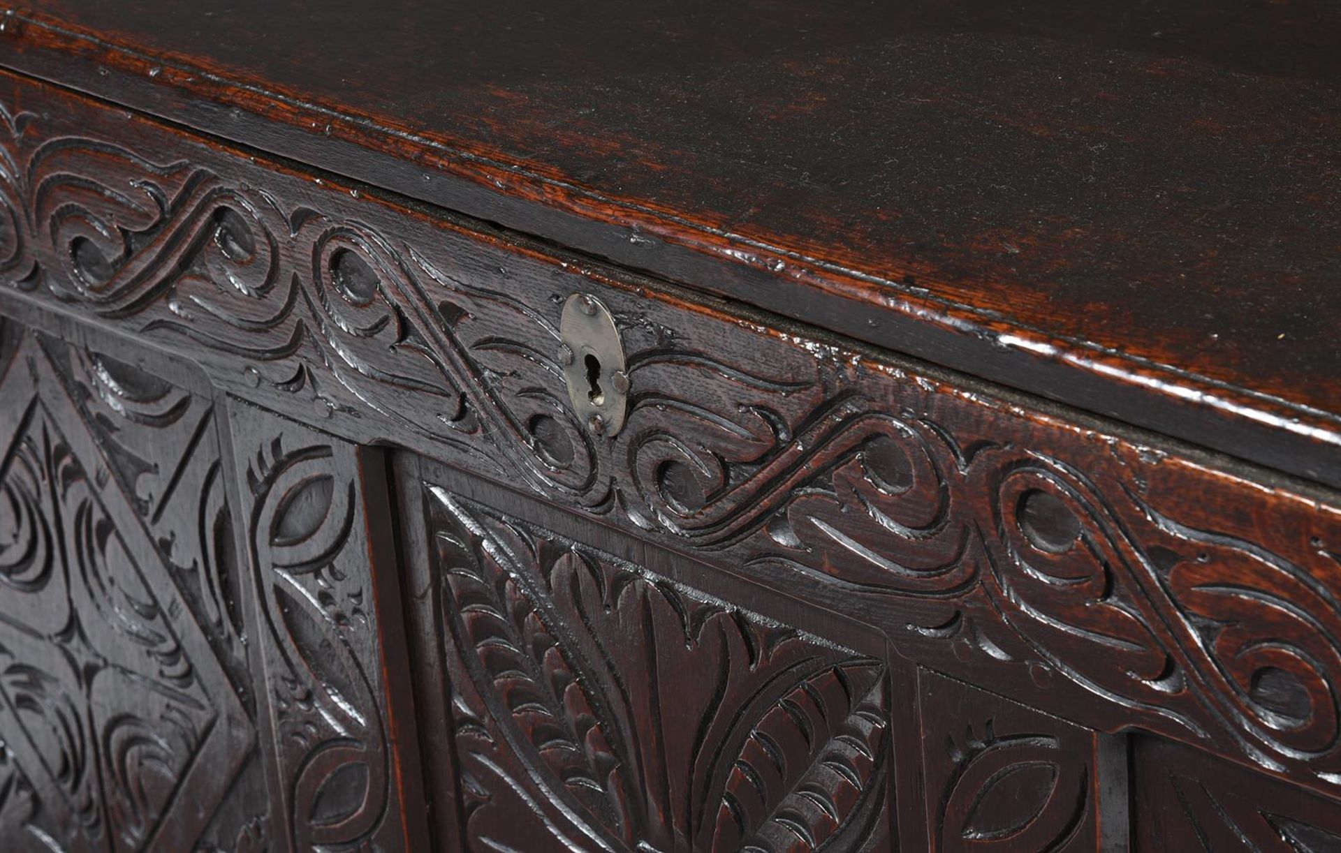 A CHARLES II CARVED OAK COFFER, CIRCA 1680 - Image 3 of 4