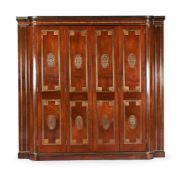 Y A REGENCY MAHOGANY, ROSEWOOD AND BRASS MARQUETRY ESTATE CABINET, CIRCA 1820