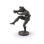 EUGENE LOUIS LEQUESNE (FRENCH, 1815-1887) A BRONZE FIGURE OF A FAUN PLAYING A PIPE