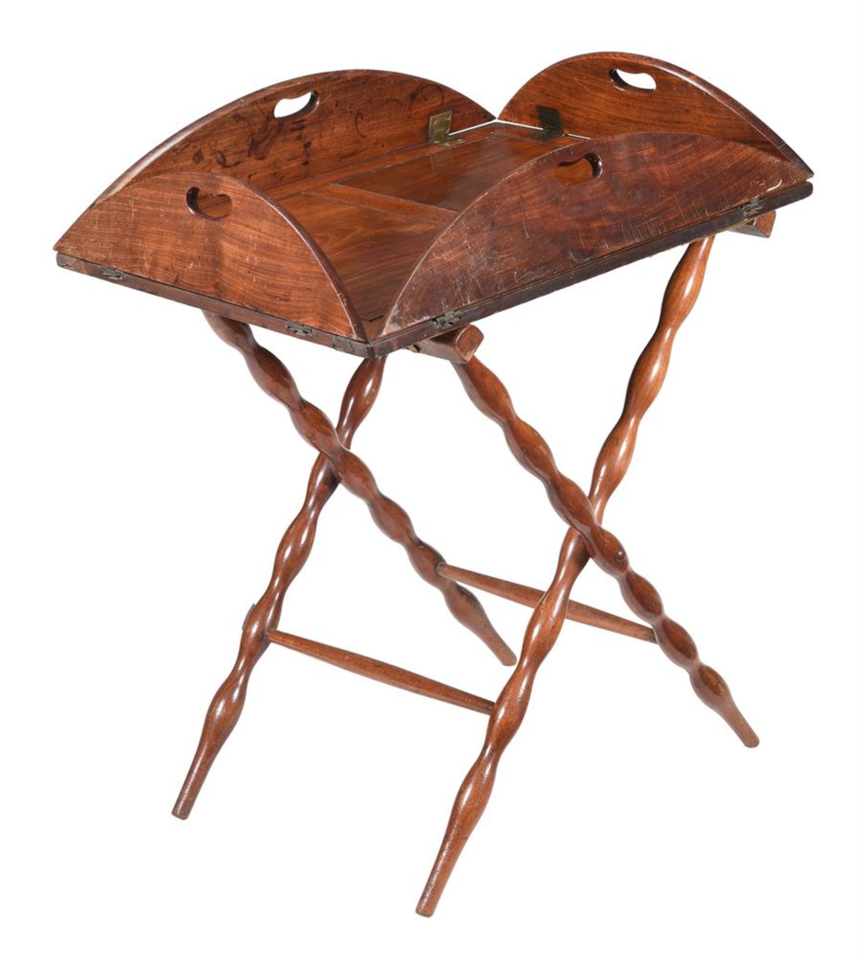 A MAHOGANY BUTLER'S TRAY ON STAND, THE TRAY LATE 18TH CENTURY - Image 2 of 3