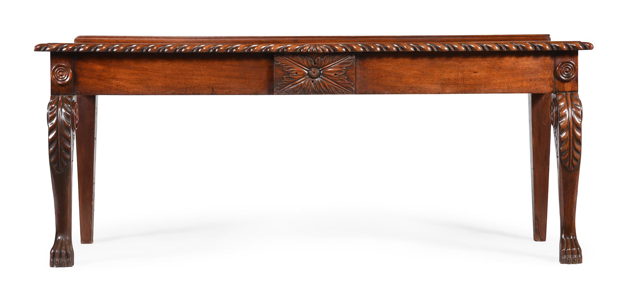 A GEORGE IV IRISH MAHOGANY SERVING TABLE, CIRCA 1830