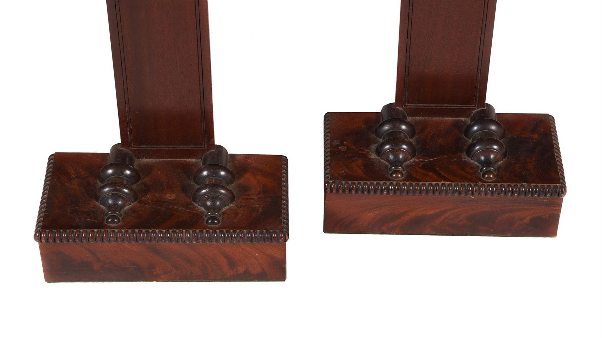 A PAIR OF GEORGE IV MAHOGANY AND EBONISED SALVER OR PLATE STANDS, ATTRIBUTED TO GILLOWS, CIRCA 1820 - Image 2 of 2