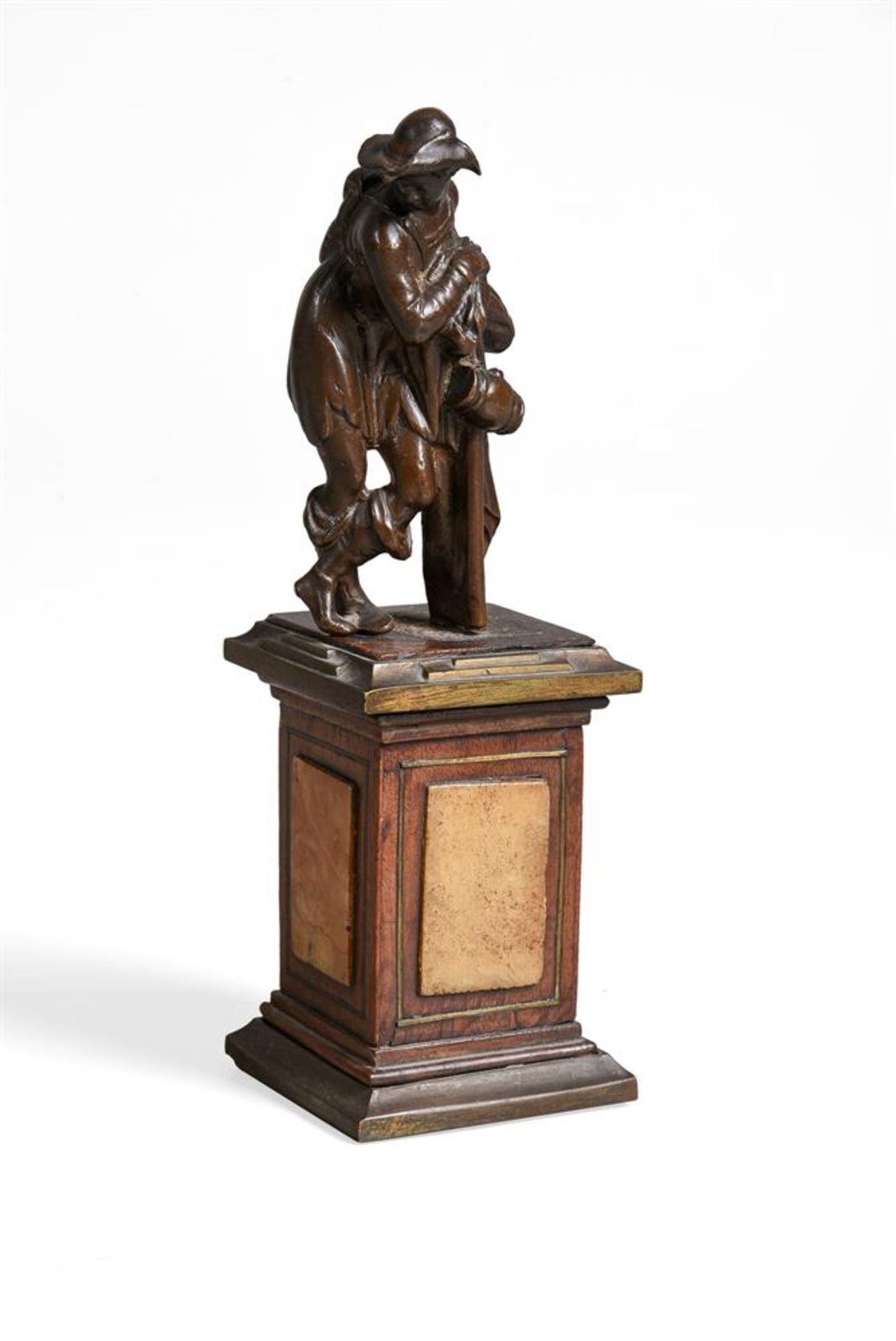 AFTER A MODEL BY GIAMBOLOGNA (1529-1608) A BRONZE FIGURE OF A PEASANT RESTING ON HIS STAFF